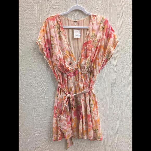 NWT Free People Freddy Tie Mini Dress In Fruit Punch Combo Women's Size Large - Picture 2 of 5